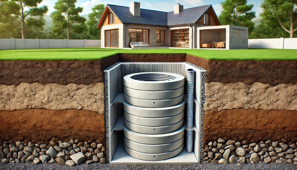 Процес установки септика: копання котловану, монтаж резервуара та підключення системи біля будинку